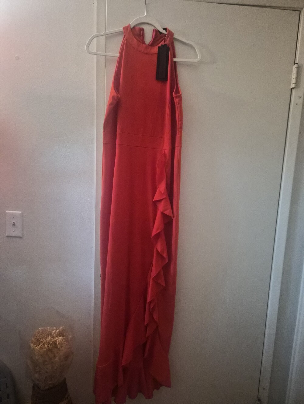 Red Halter Ruffle Maxi Dress - Picture 4 of 4